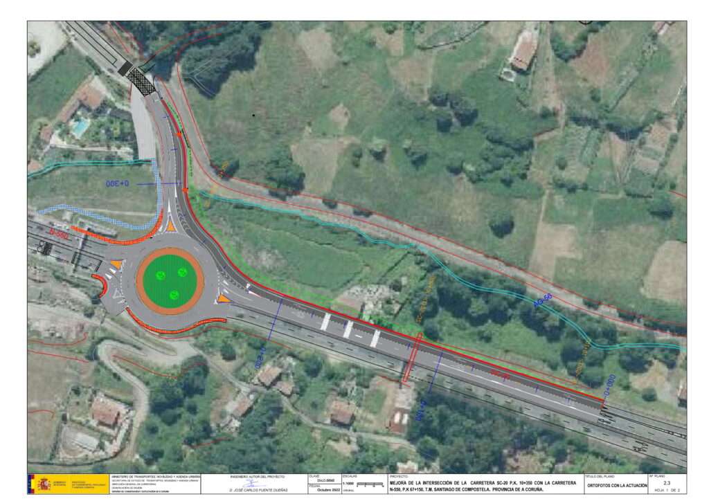 Transportes licita as obras para construír un carril segregado na estrada SC-20 polo que se dará acceso directo ao parque empresarial do Milladoiro